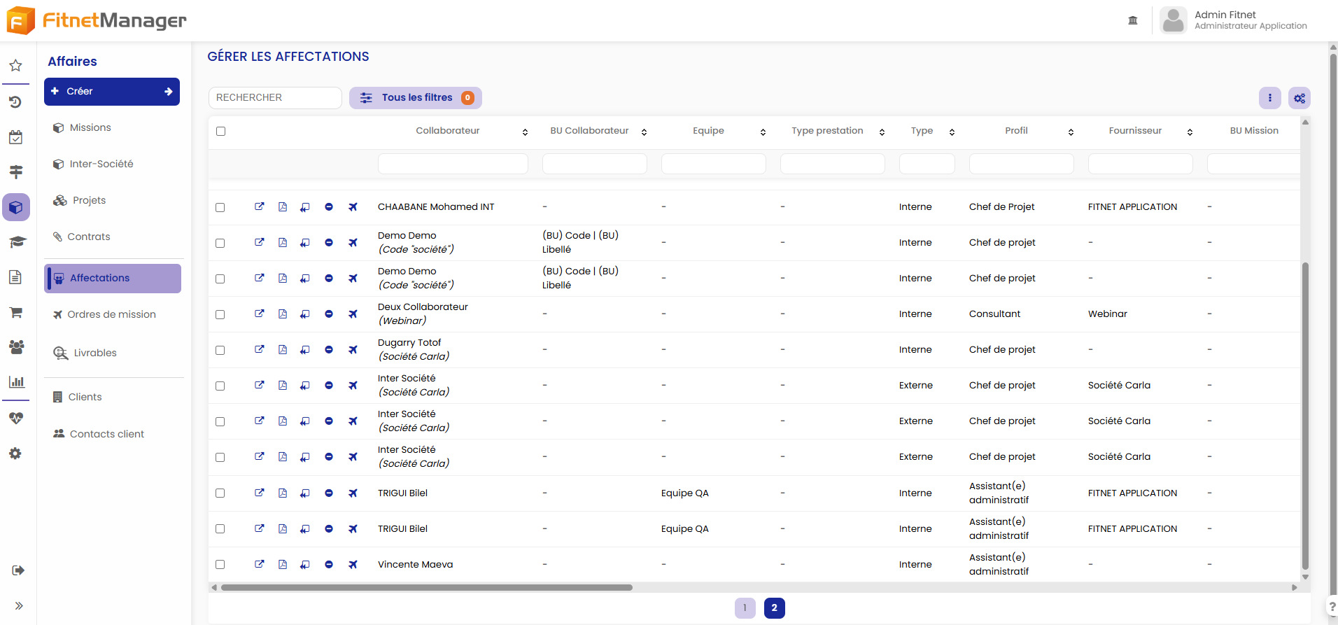 screenshot of Fitnet Manager